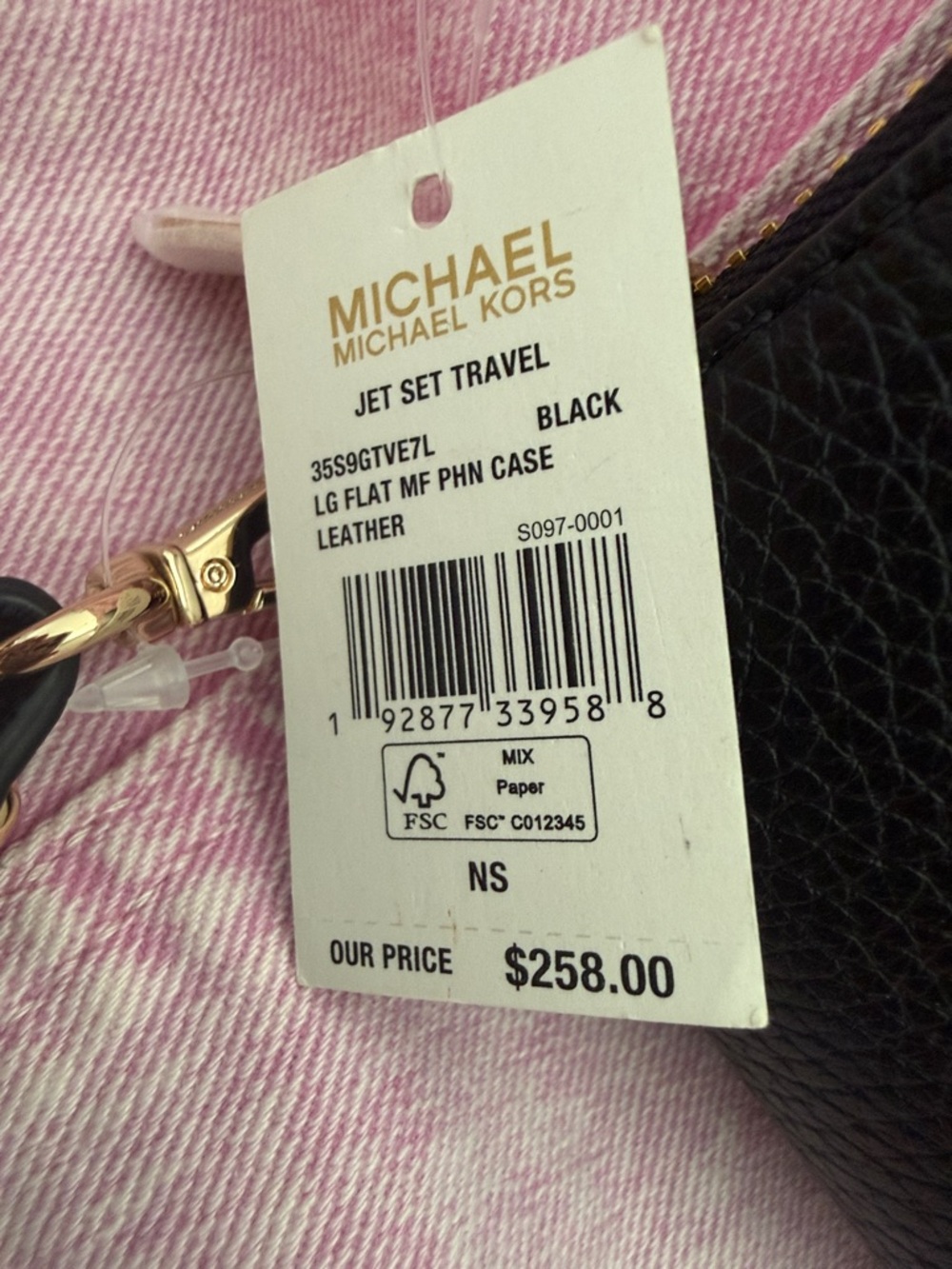 Michael Kors Black Pebbled Leather Zip Wristlet with Gold Logo - Picture 2 of 5